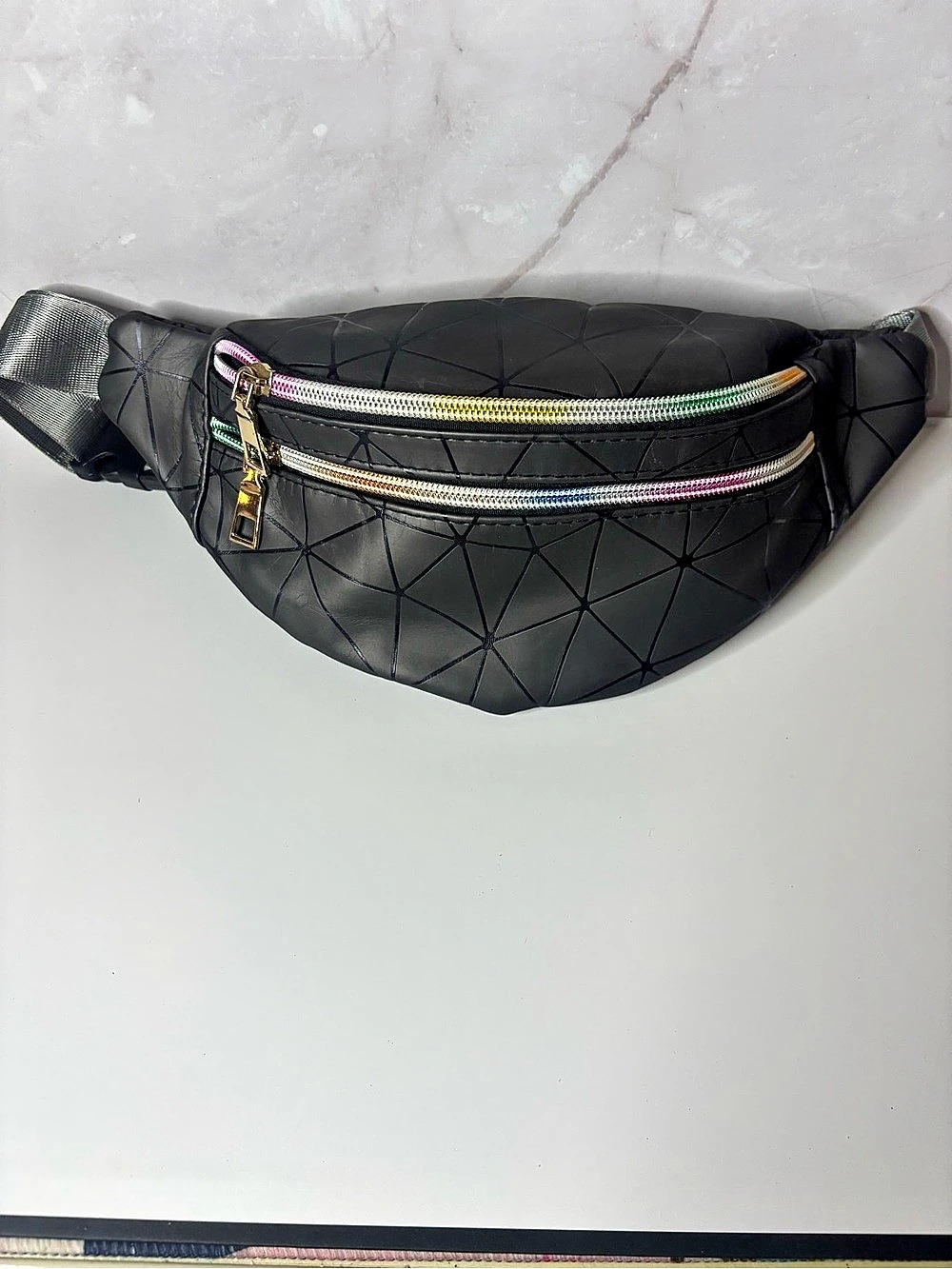 Geometric Belt Bag in Black & Multicolor Like New